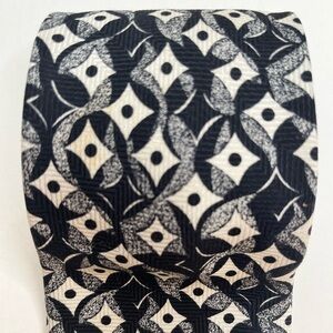 2/$30 CRICKETEER Black/Cream Abstract Silk Tie Eclectic Grandpa Style